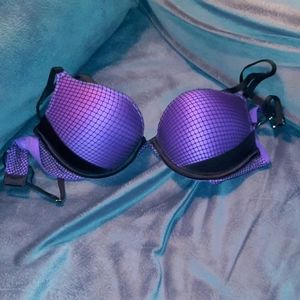 Frederick's of Hollywood Purple Fishnet Pushup Bra 32C